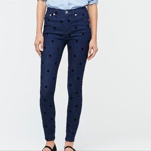 J. Crew High-Rise Toothpick Velvet Polka Dot Jeans
